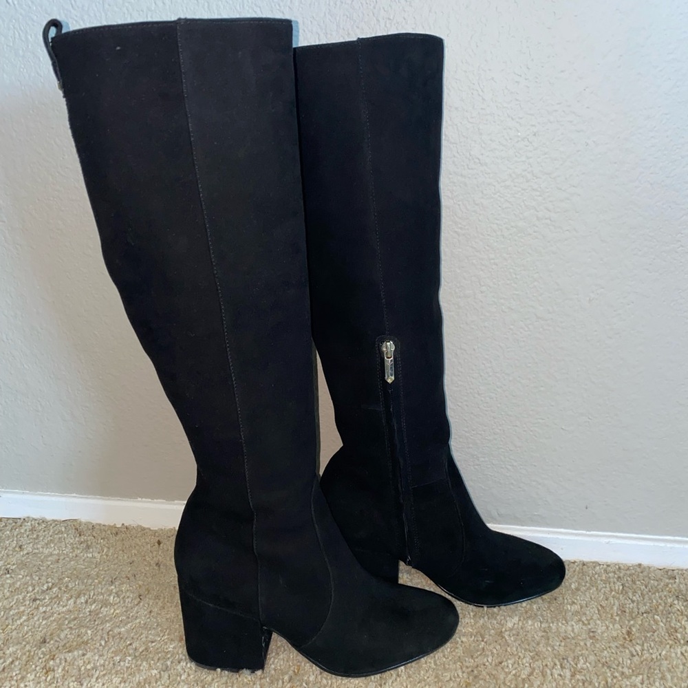 Black suede tall boots